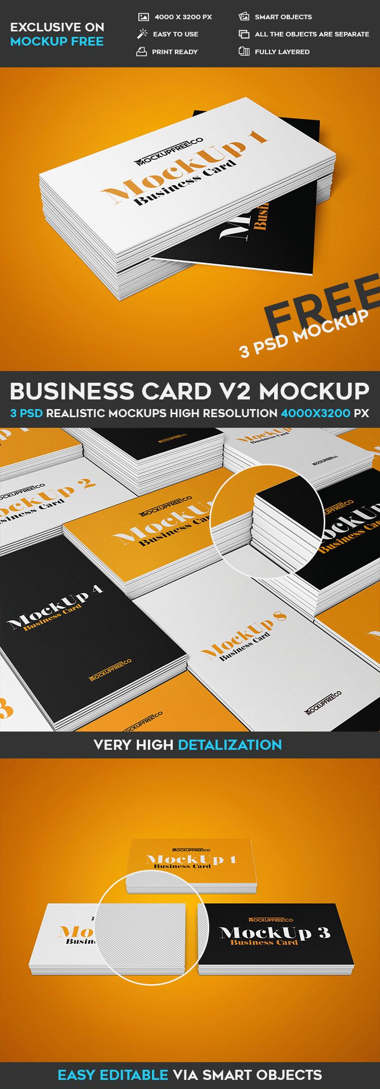Business Card v2 – 3 Free PSD Mockups