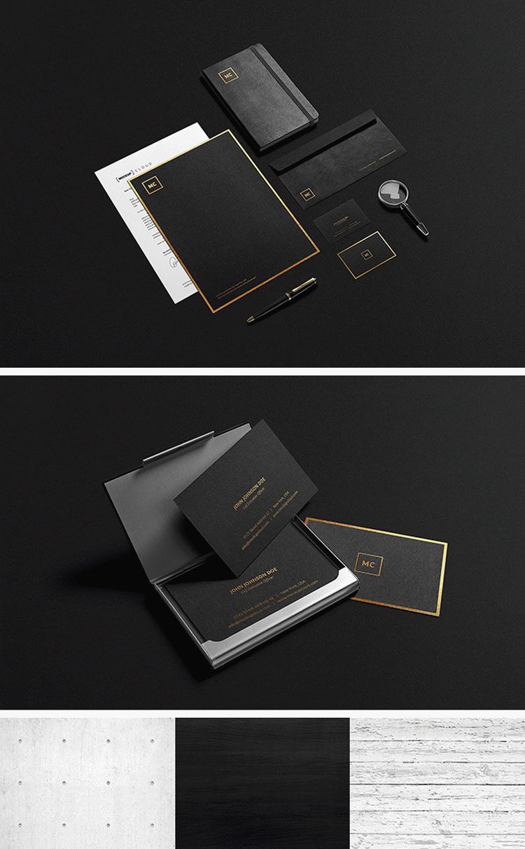 Black + Gold Stationery Mockup | Download