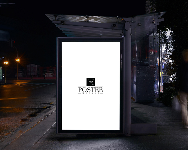 Bus Shelter PSD Poster Mockup Free Download