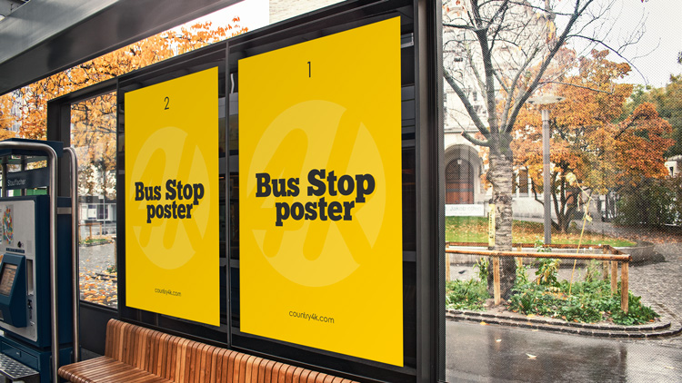 Download Free Bus Stop Poster PSD MockUp in 4k | Download