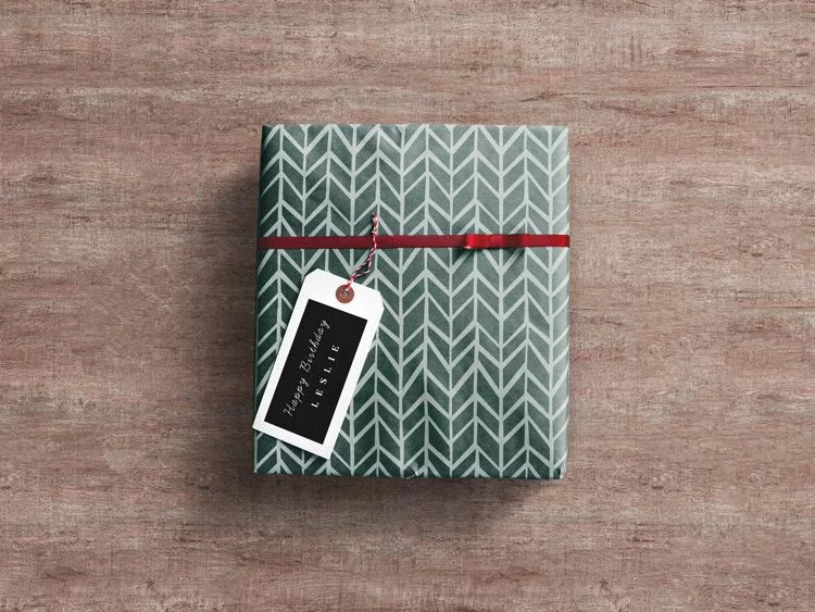 Free Gift Wrap Box PSD Mockup