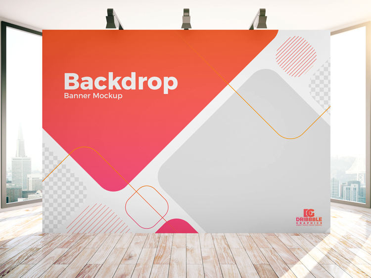 Download Free Indoor Advertisement Backdrop Banner Mockup PSD | Download