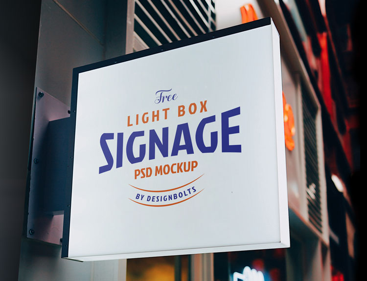 Download Free Light Box Signage Board Mockup PSD | Download