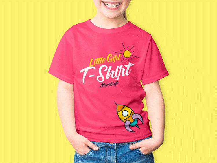 Download Free Little Girl T-Shirt Mockup PSD | Download