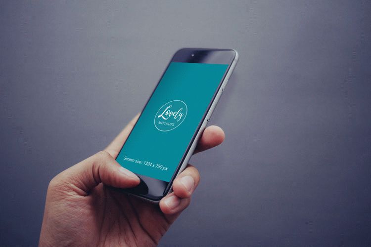 Free mobile mockup - iPhone with gray background | Download