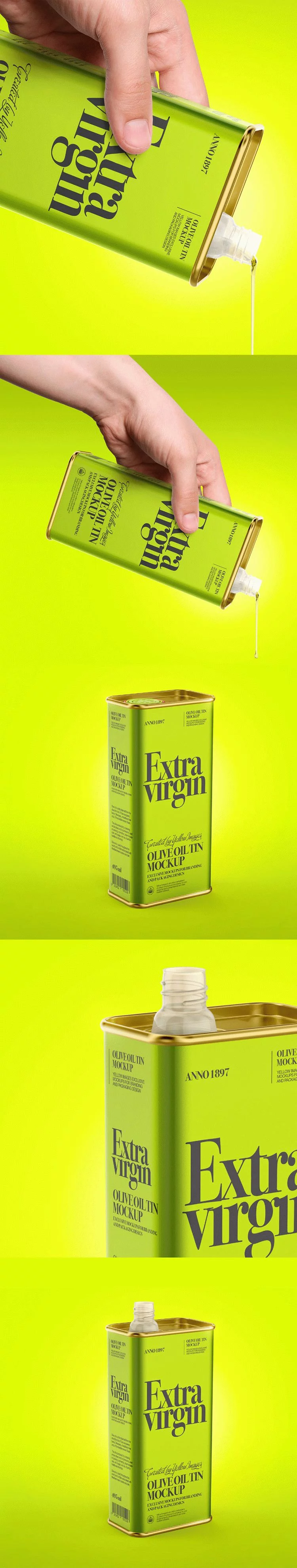 Free Olive Oil Tin Can PSD Mockup