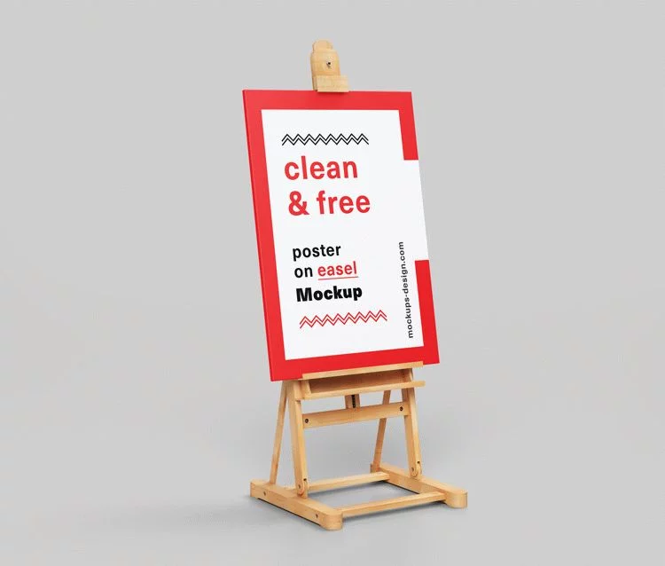 Free Poster on Easel PSD Mockup