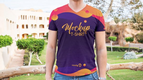 Download Free V-neck T-Shirt PSD MockUp in 4k | Download