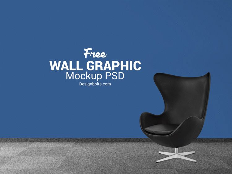 Free Wall Decal Mockup PSD for Dark Background | Download