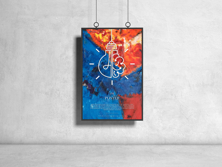 Hanging PSD Poster Mockup Design