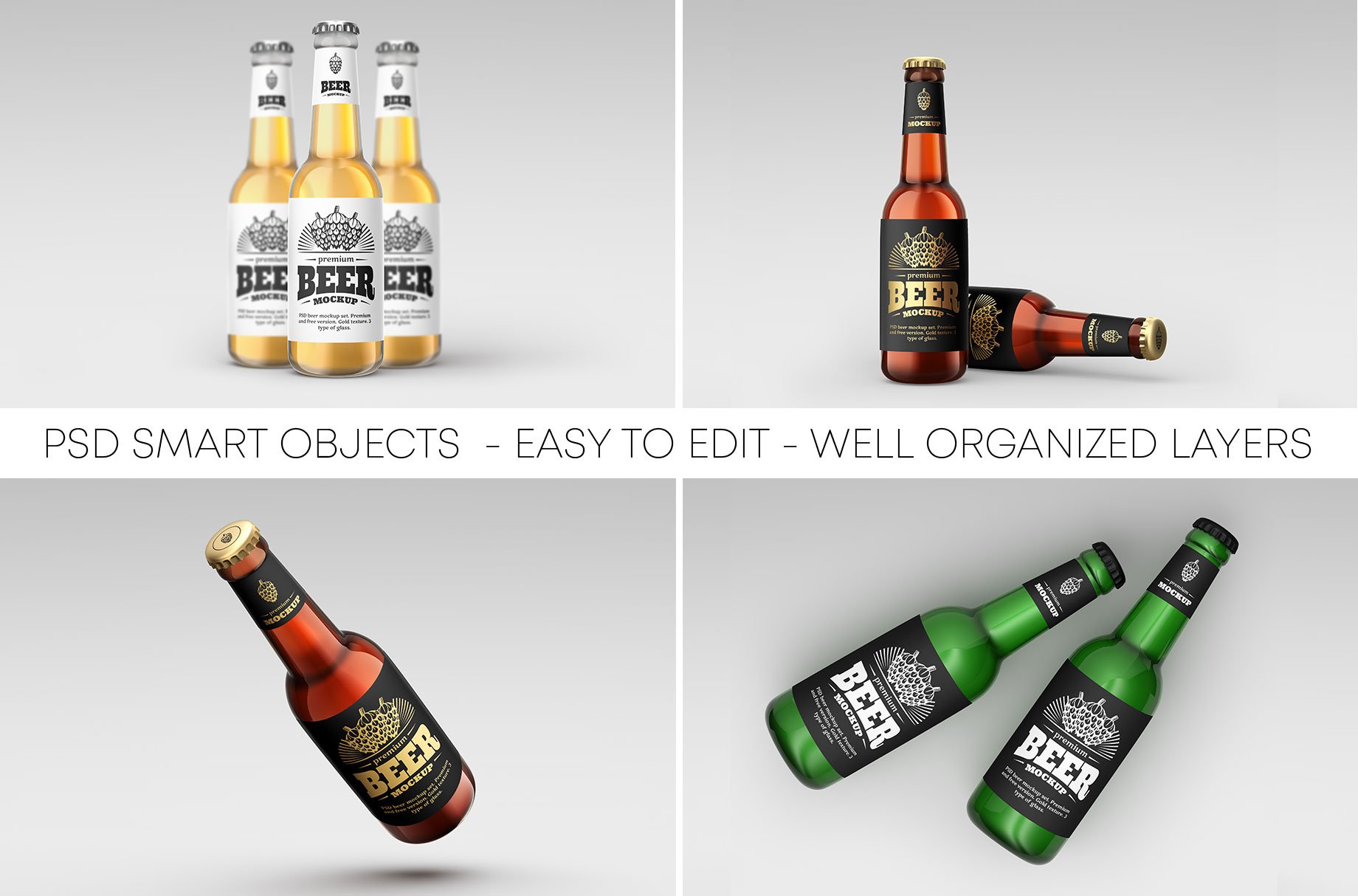 Beer Bottle Mockup Set Download