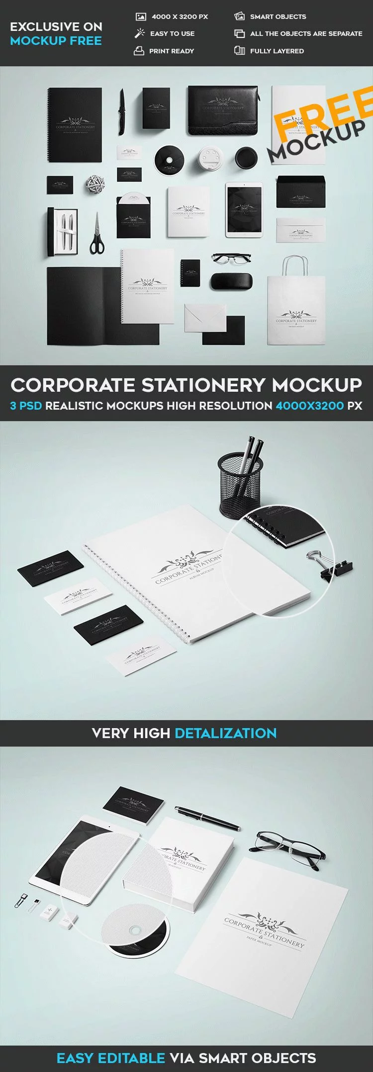 Corporate Stationary – Free PSD Mockup
