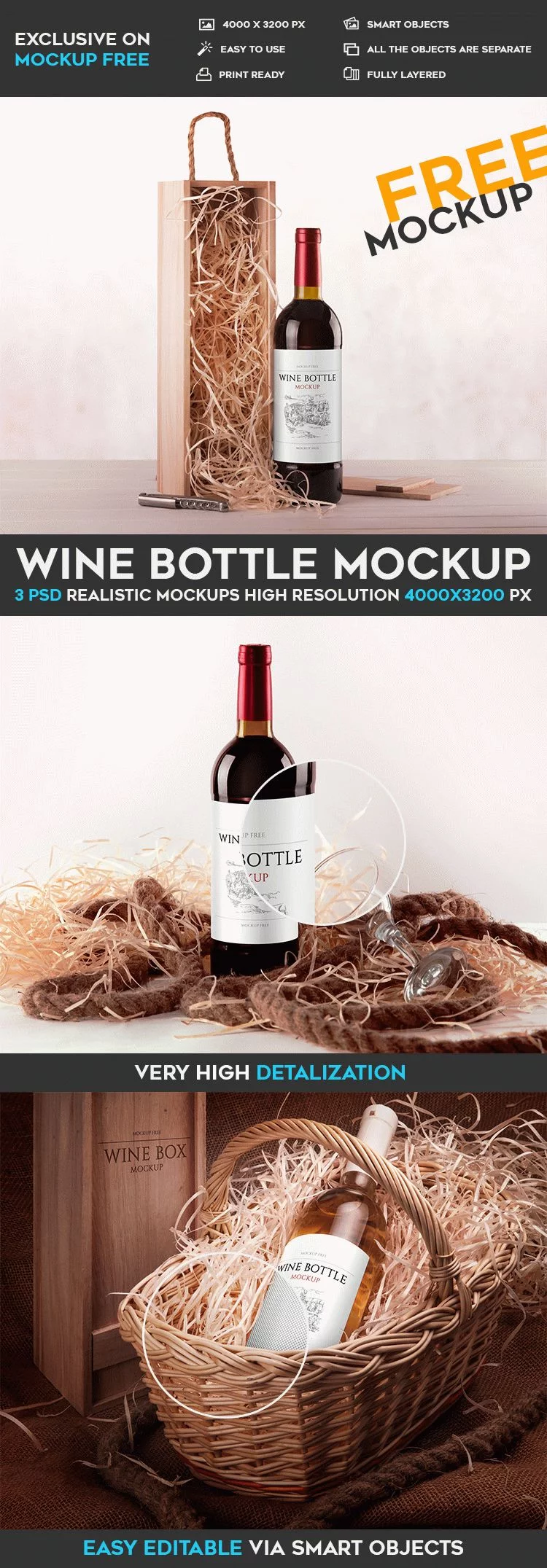 Wine Bottle – Free PSD Mockup