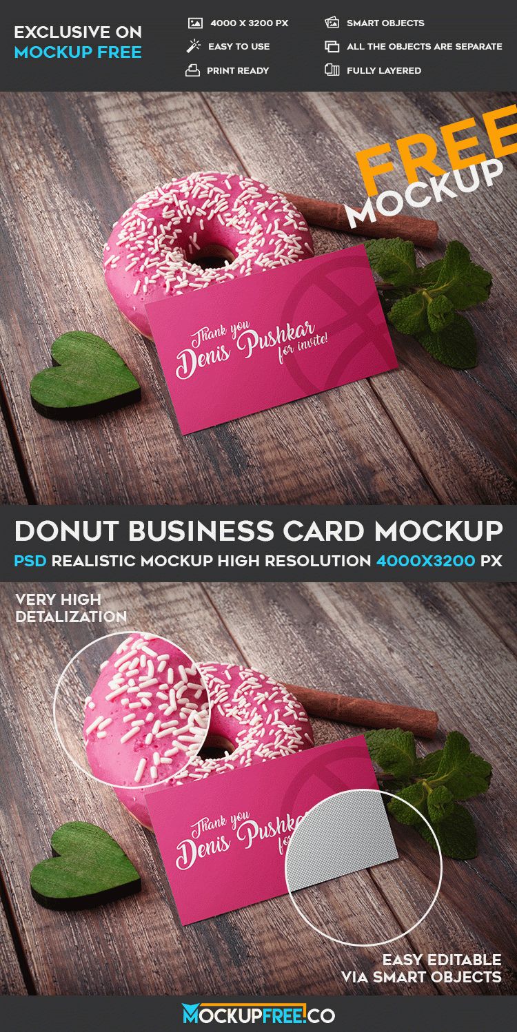 Download Donut Business Card - Free PSD Mockup