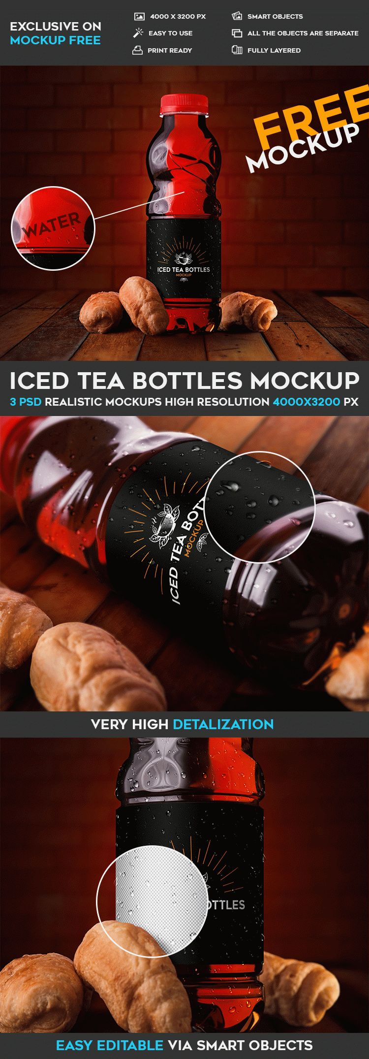 Iced Tea Bottles - Free PSD Mockup | Download