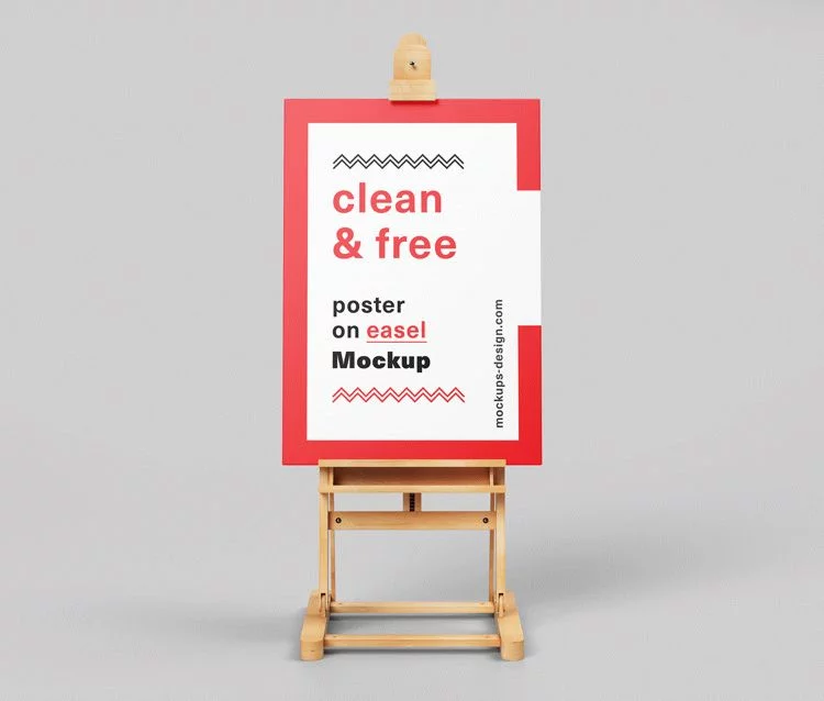 Free Poster on Easel PSD Mockup