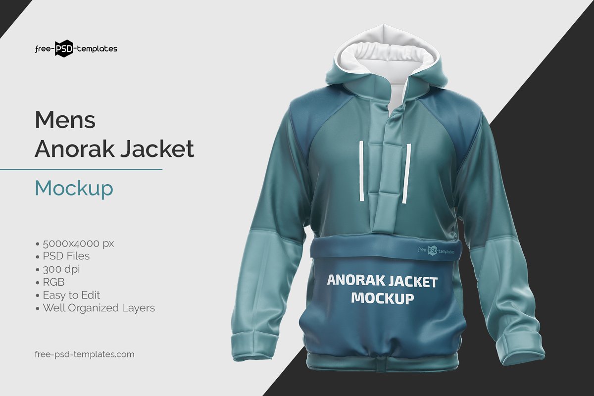 Download Mens Anorak Jacket Mockup | Download