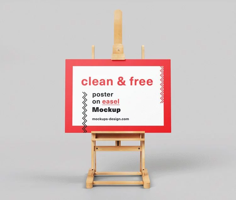 Free Poster on Easel PSD Mockup