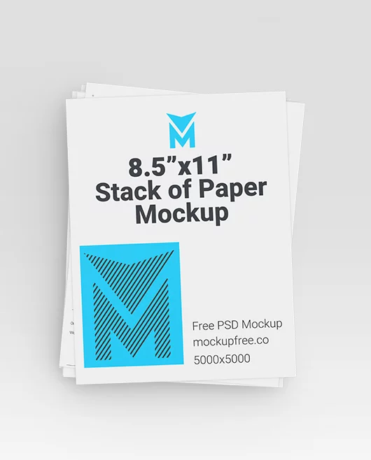 8.5×11 Stack of Paper Free PSD Mockup