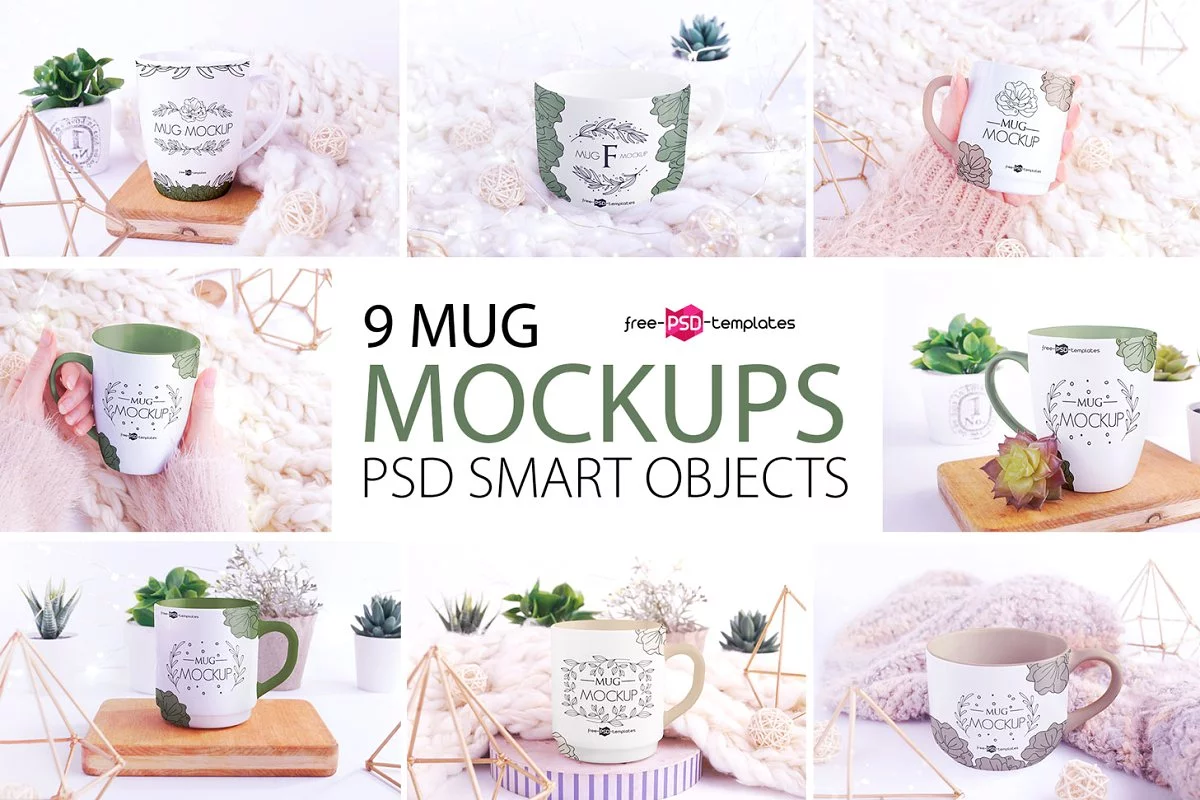 9 Mug PSD Mockups