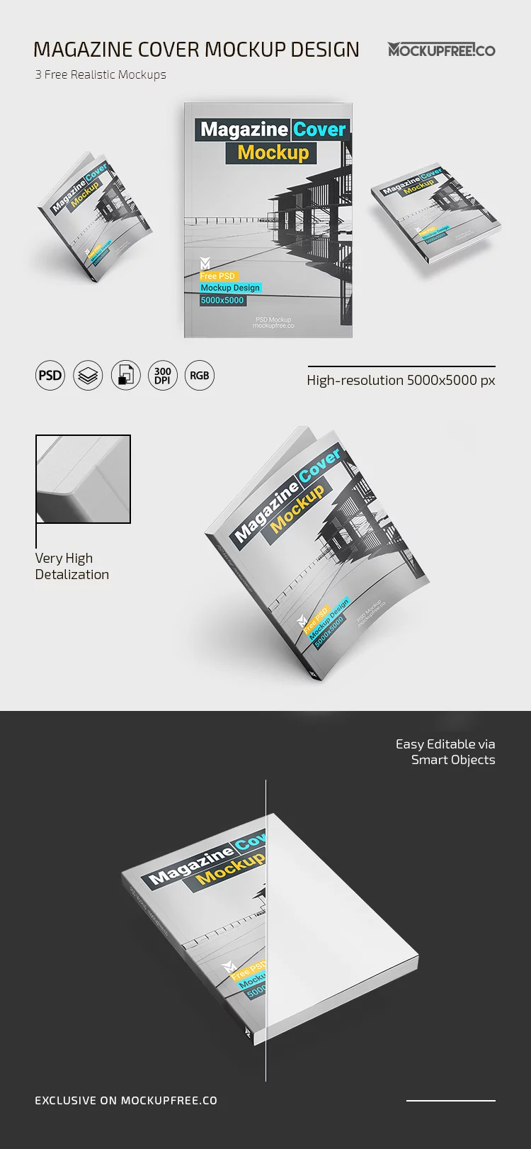 Free Magazine Cover PSD Mockup Design