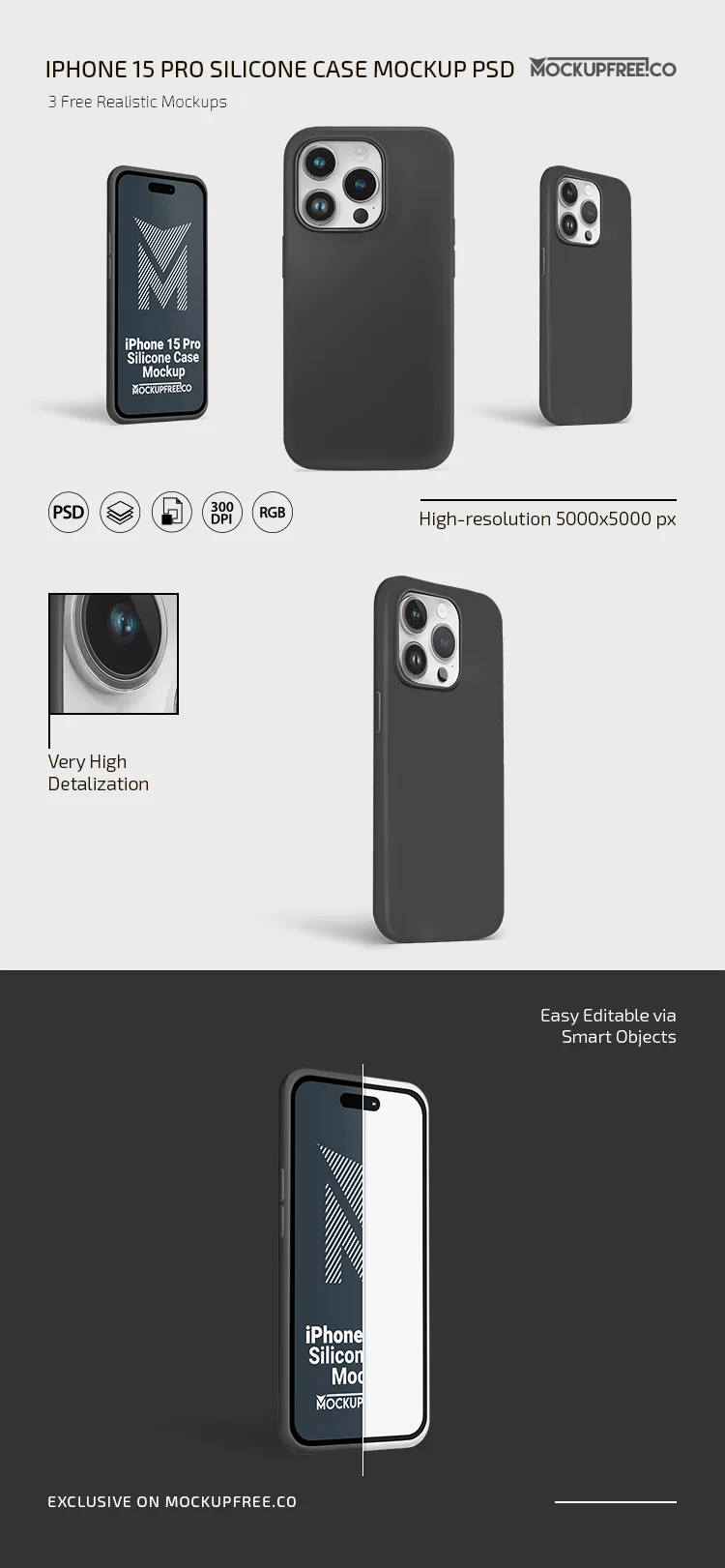 Free IPhone Pro Silicone Case Mockup PSD Pack For Photoshop