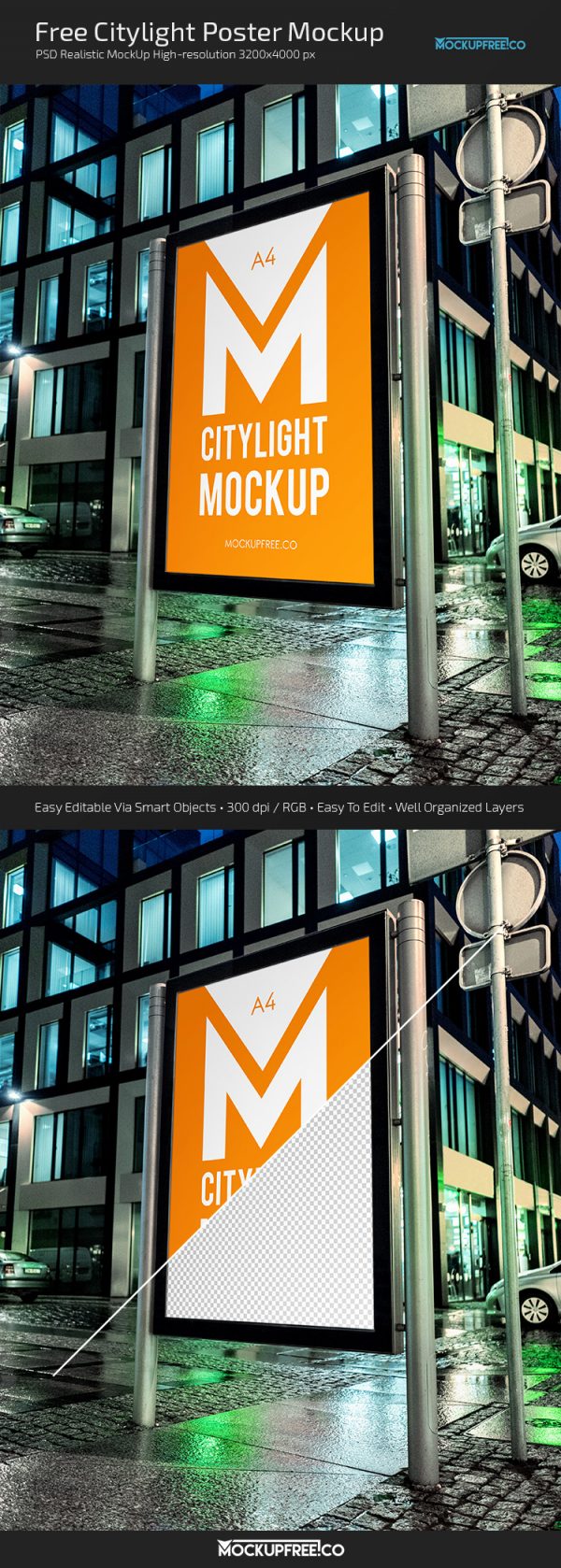 Citylight Poster Free PSD Mockup Download