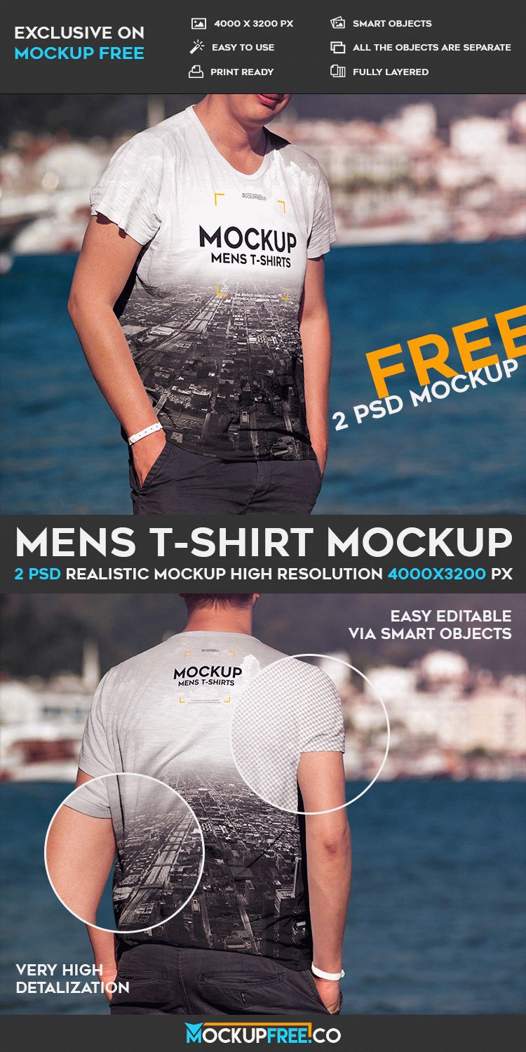 Download Men's T-shirt - 2 Free PSD Mockups | Download
