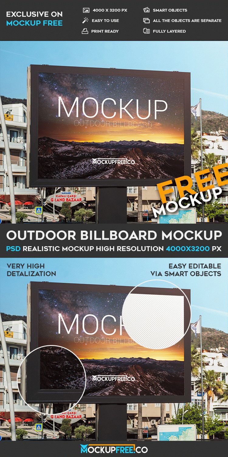 Download Outdoor Billboard - Free PSD Mockup | Download