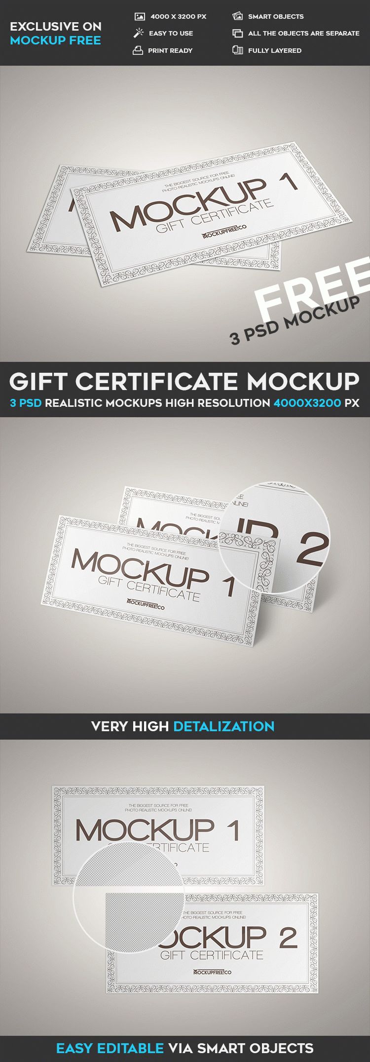 Download Gift Certificate - 3 Free PSD Mockups | Download