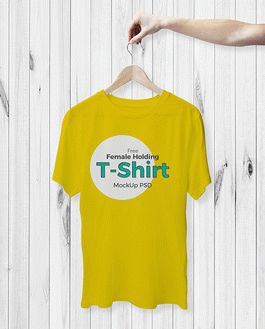 Download Free Female Holding T-Shirt Mockup PSD | Download