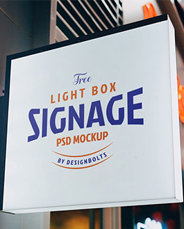 Free Light Box Signage Board Mockup PSD