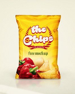 Free PSD Realistic Chips Bag Mockup