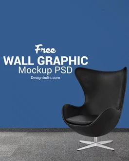 Free Wall Decal Mockup PSD for Dark Background