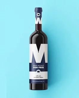 Free wine bottle PSD mockup