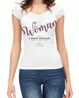 Free Woman With T-Shirt Mockup PSD Template