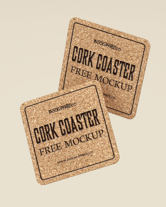 Cork Drink Coaster –  3 Free PSD Mockups