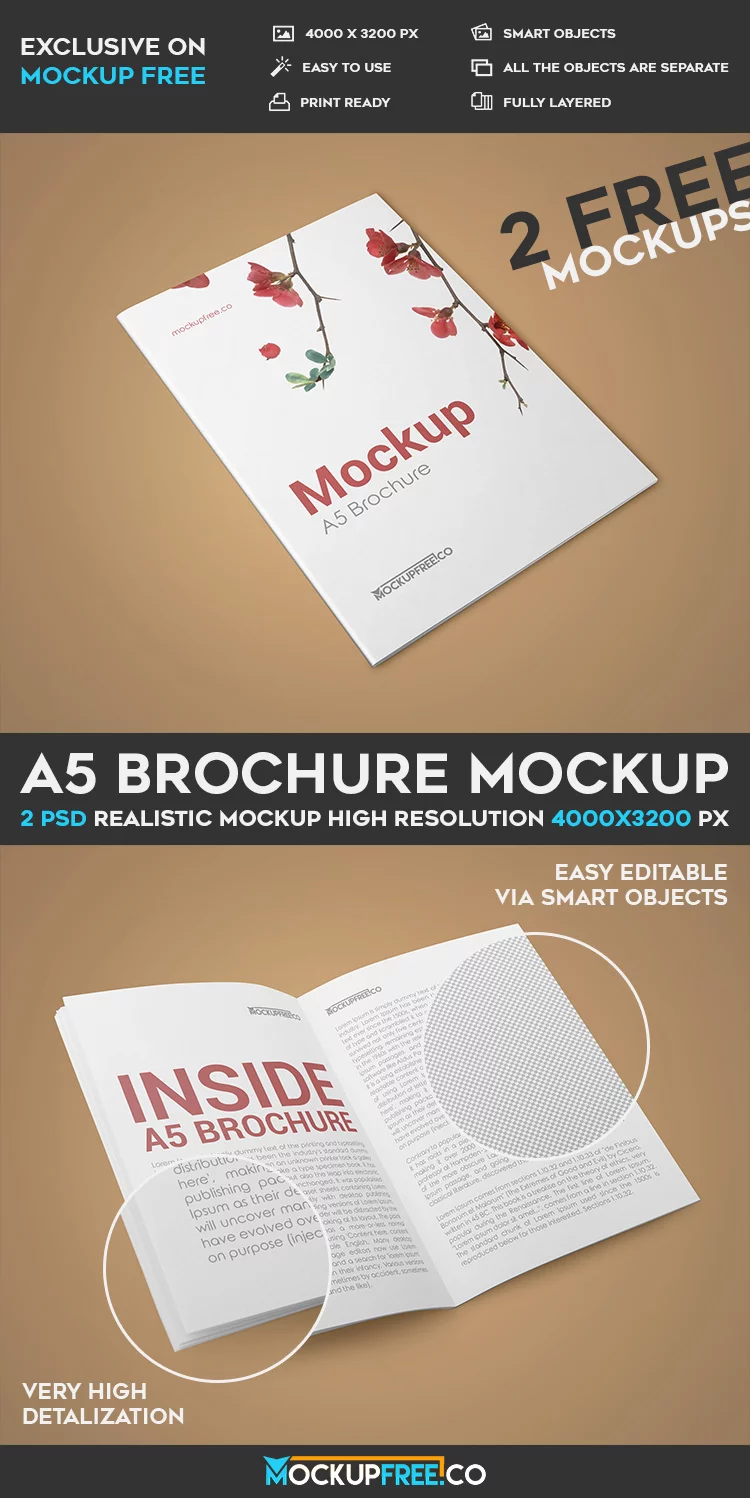 A5 Brochure – 2 Free PSD Mockups