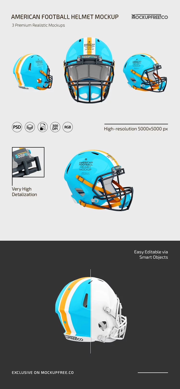 American Football Helmet PSD Mockup