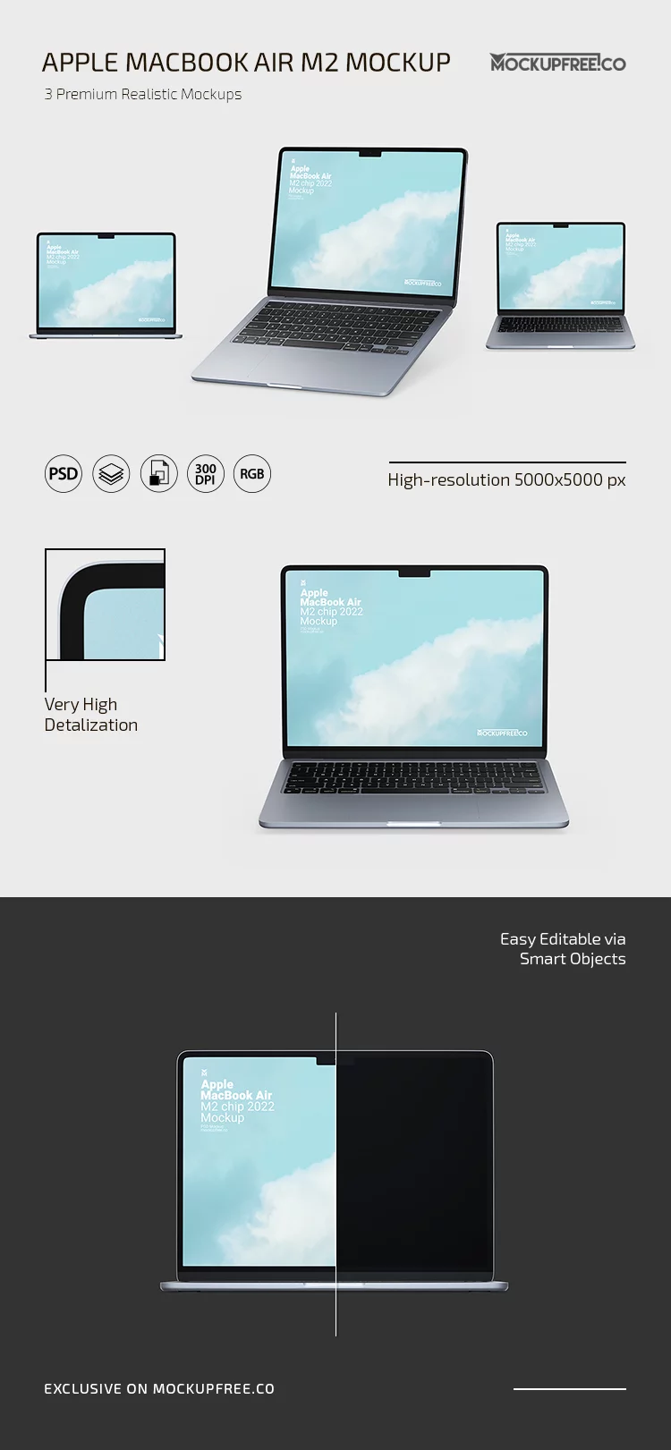 Apple MacBook Air M2 PSD Mockup