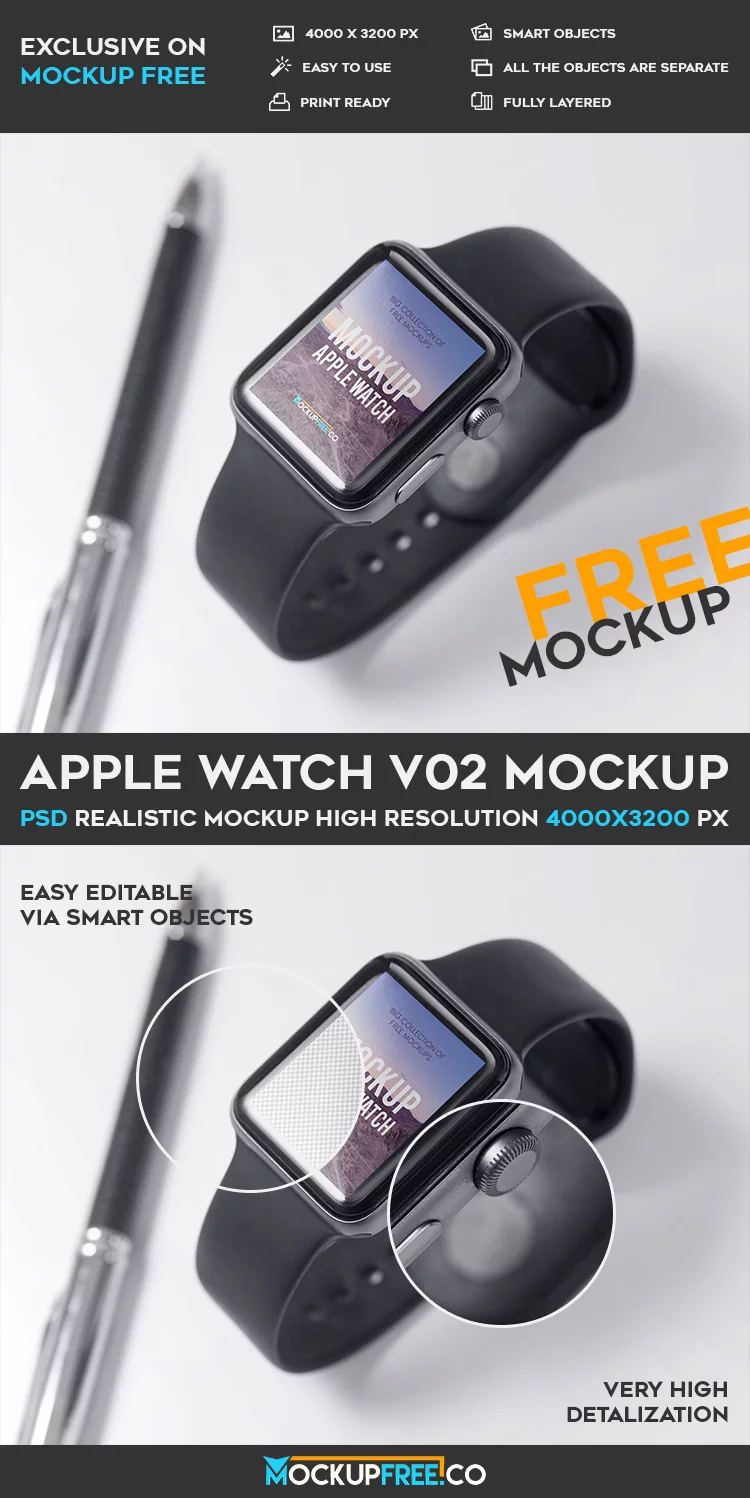 Apple Watch V02 – Free PSD Mockup