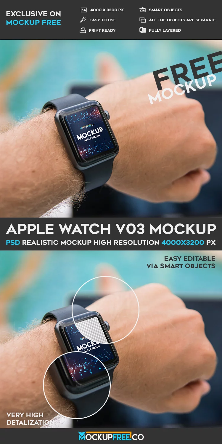 Apple Watch V03 – Free PSD Mockup