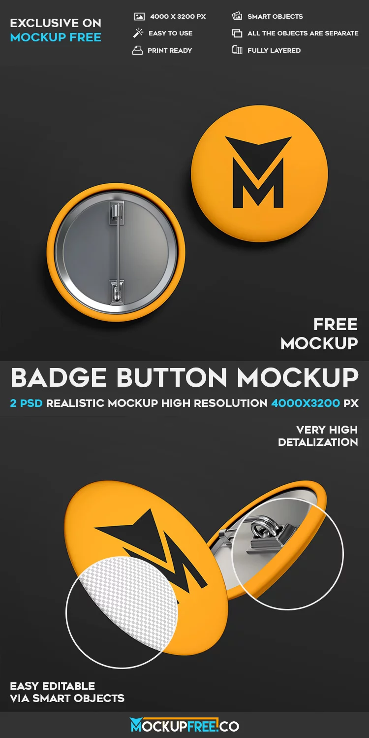 Badge Button – 2 Free PSD Mockups