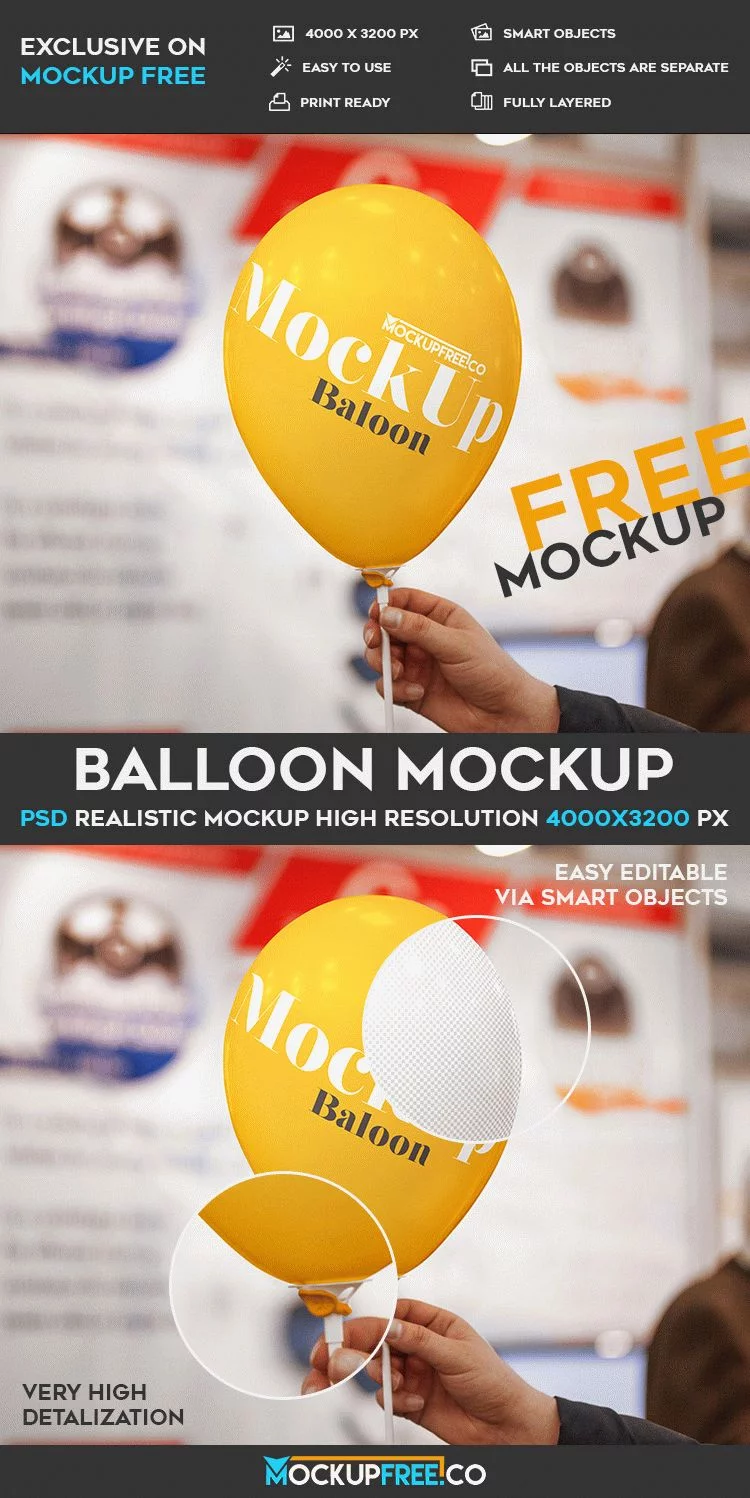 Balloon – Free PSD Mockup