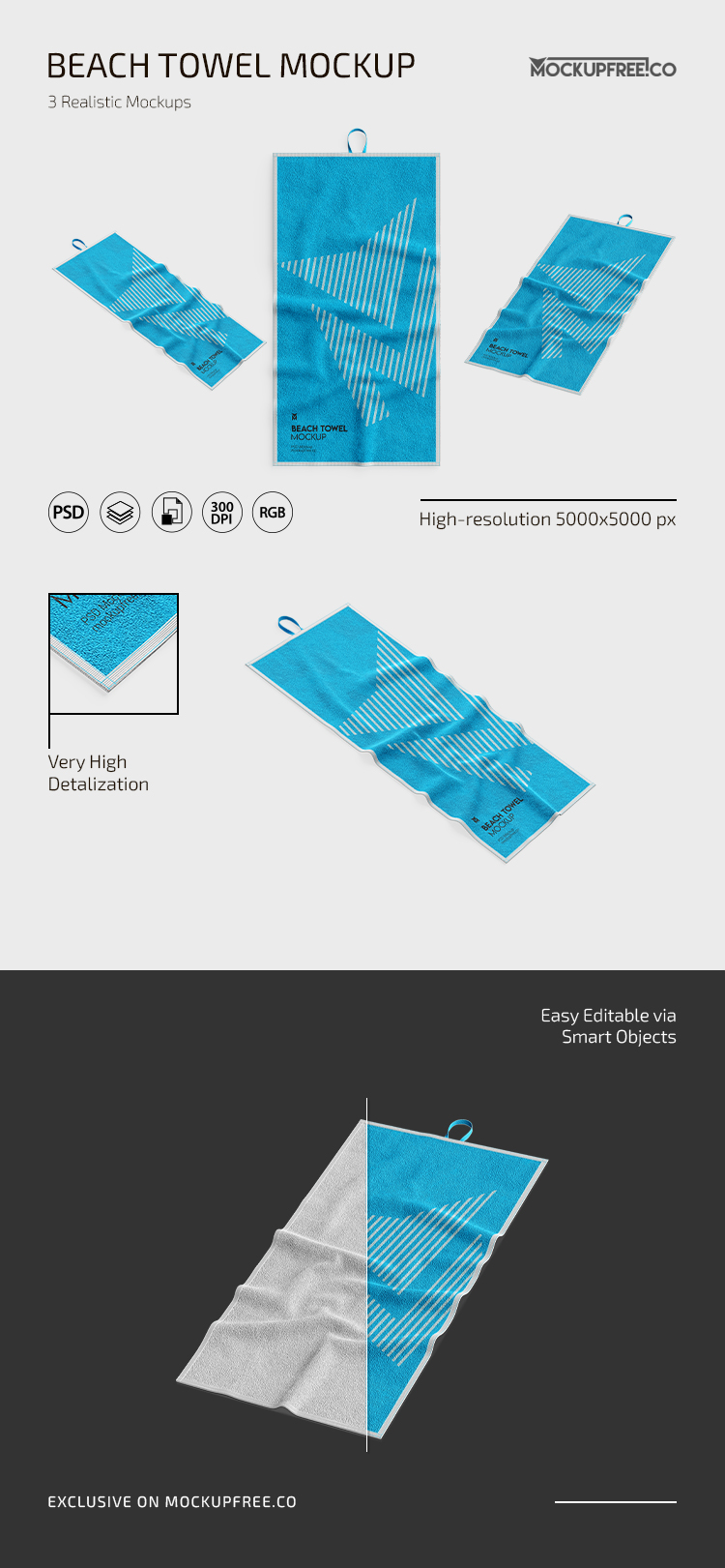 Beach Towel Mockup Bundle in PSD for