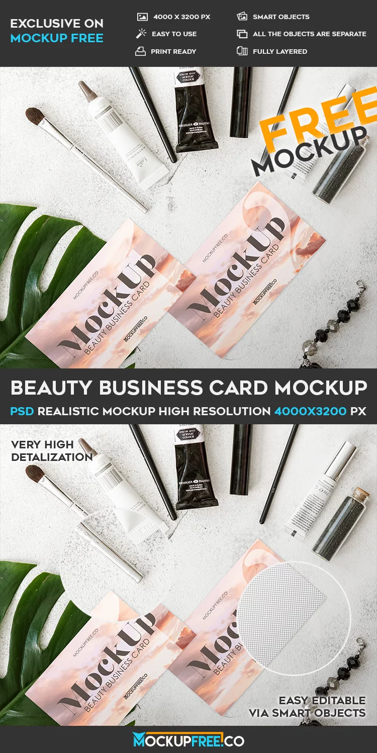 Beauty Business Card – Free PSD Mockup