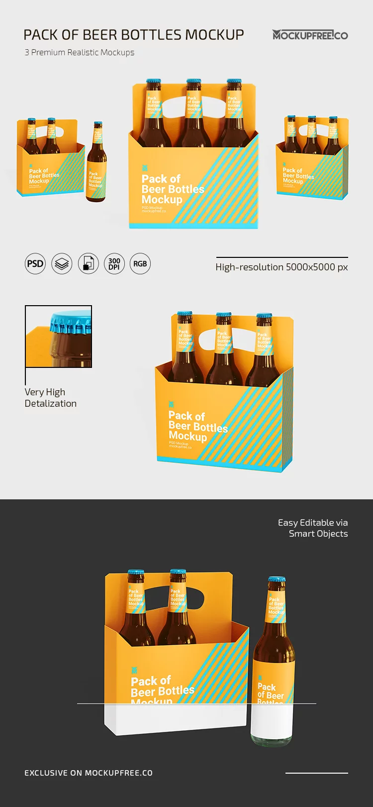 Beer Bottle Pack Mockup PSD Template