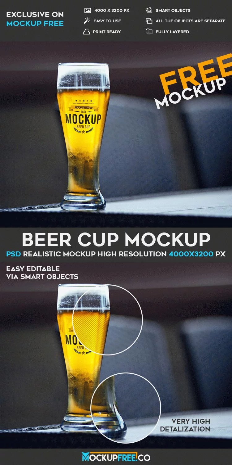 Beer Cup – Free PSD Mockup