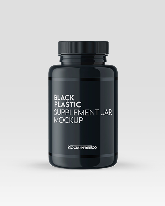 Black Plastic Supplement Jar Mockup PSD Set for Photoshop