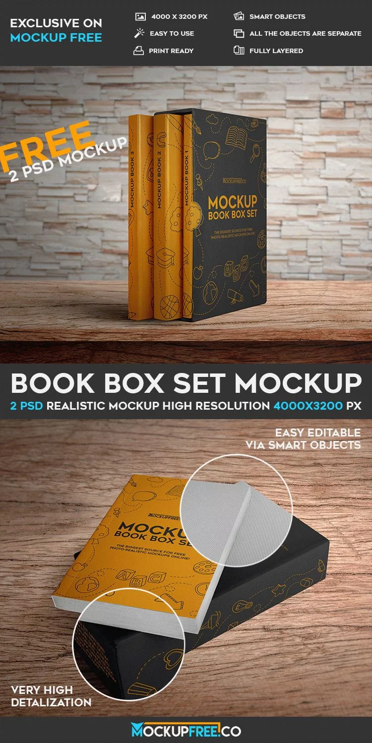 Book Box Set – 2 Free PSD Mockups